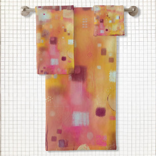 Modern Abstract Yellow Watercolor Art Bath Towel Set