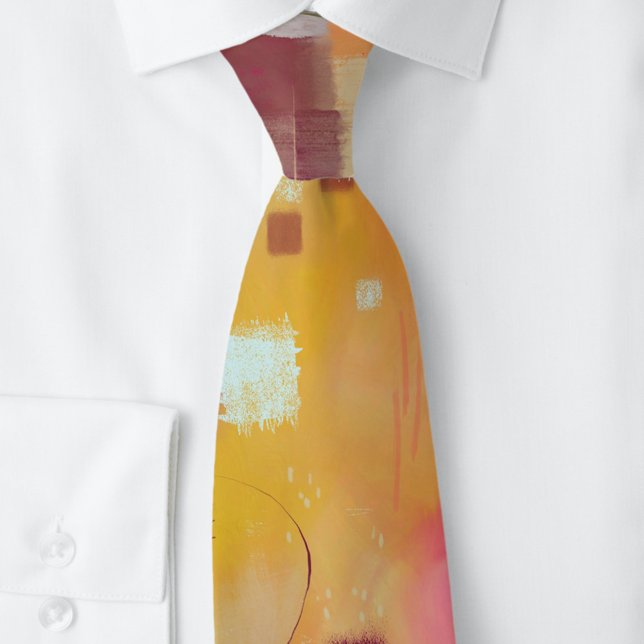 Modern Abstract Yellow Watercolor Art Tie (Modern yellow ochre abstract unique neck tie)