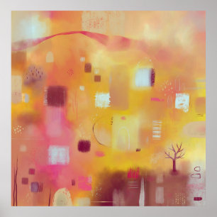 Modern Abstract Yellow Watercolor Poster
