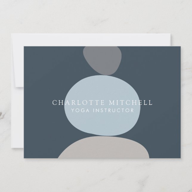 Modern Abstract Zen Stones Blue Logo Card (Front)