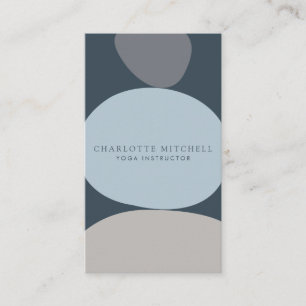 Modern Abstract Zen Stones Blue Logo Yoga, Massage Business Card