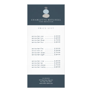 Modern Abstract Zen Stones Blue Logo Yoga, Massage Rack Card