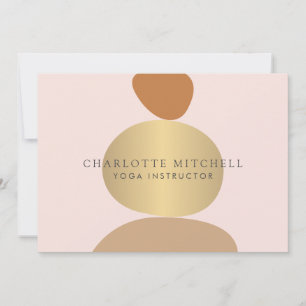 Modern Abstract Zen Stones Gold and Pink Logo Yoga Card