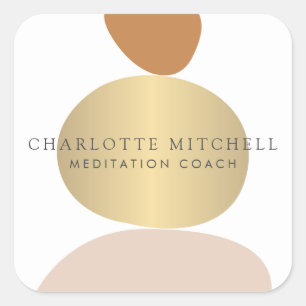 Modern Abstract Zen Stones Gold Logo Square Sticker