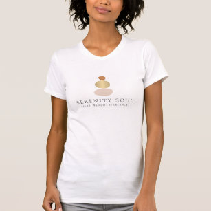 Modern Abstract Zen Stones Gold Logo T-Shirt