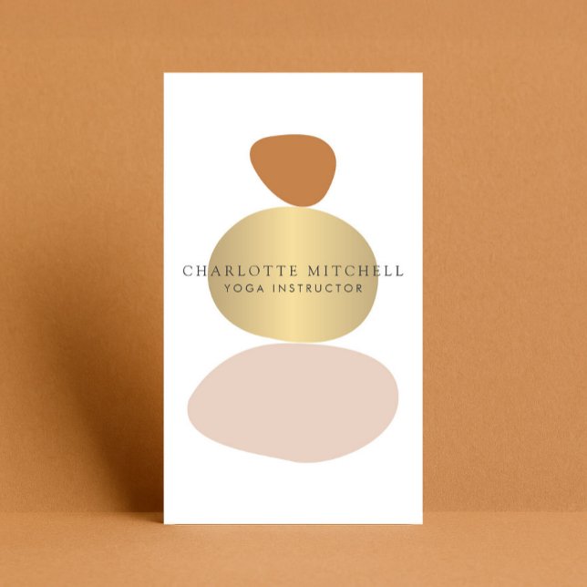 Modern Abstract Zen Stones Gold Logo Yoga, Massage Business Card (Creator Uploaded)