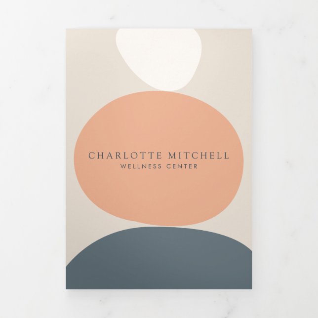 Modern Abstract Zen Stones Peach/Blue Brochure (Cover)