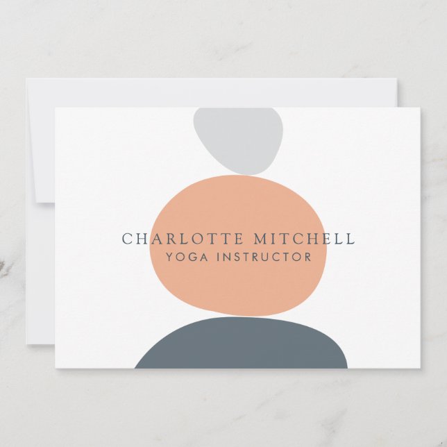 Modern Abstract Zen Stones Peach Logo Card (Front)