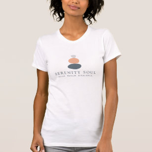 Modern Abstract Zen Stones Peach Logo T-Shirt