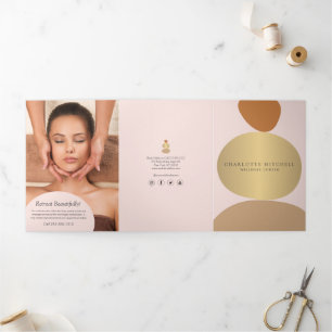 Modern Abstract Zen Stones Pink Wellness Brochure