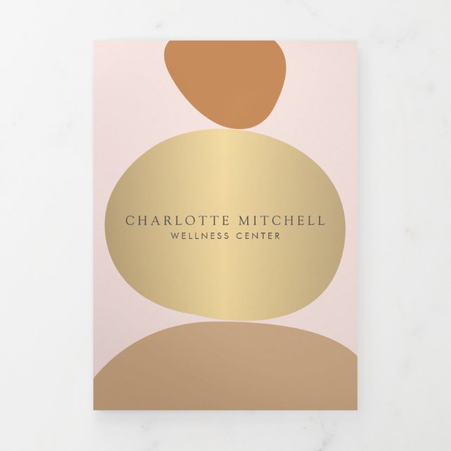 Modern Abstract Zen Stones Pink Wellness Brochure (Cover)