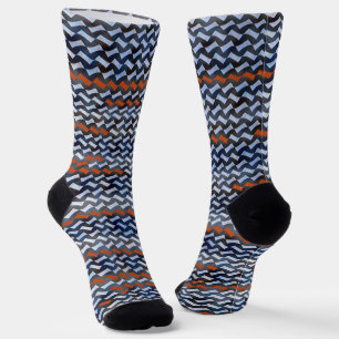 Modern abstract zigzag pattern design 1283 socks