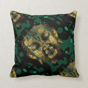 Modern Abstracted Green Buddha Design By Sharles Cushion