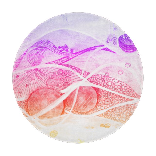 Modern Abstraction Black and Pink Planets Space Cutting Board (Front)