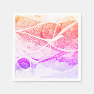 Modern Abstraction Black and Pink Planets Space Napkin