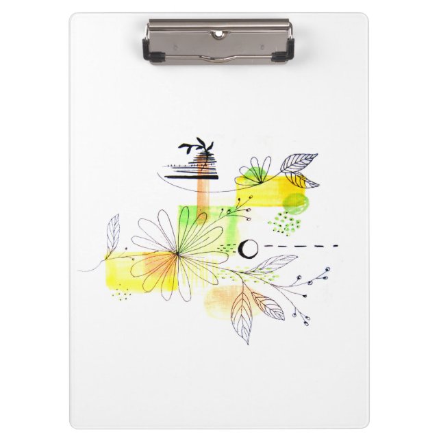 Modern Abstraction Black and Yellow Clipboard (Front)