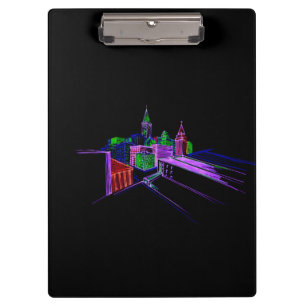 Modern Abstraction Black Colourful City Clipboard
