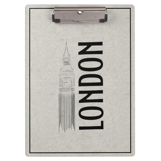 Modern Abstraction Black Linen Cloth London City Clipboard (Front)
