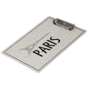 Modern Abstraction Black Linen Cloth Paris City Clipboard
