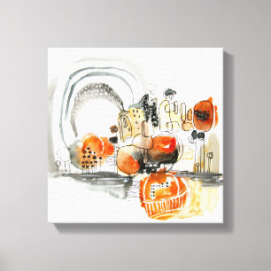 Modern Abstraction Cute Pattern Orange Doodle Canvas Print