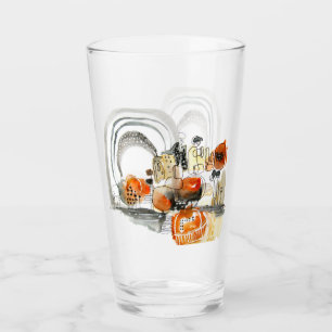 Modern Abstraction Cute Pattern Orange Doodle Glass