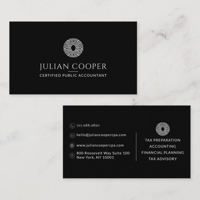 Modern Accountant Black Business Card (Front/Back)