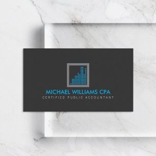 Modern Accountant, Financial Logo Blue/Dark Grey Business Card