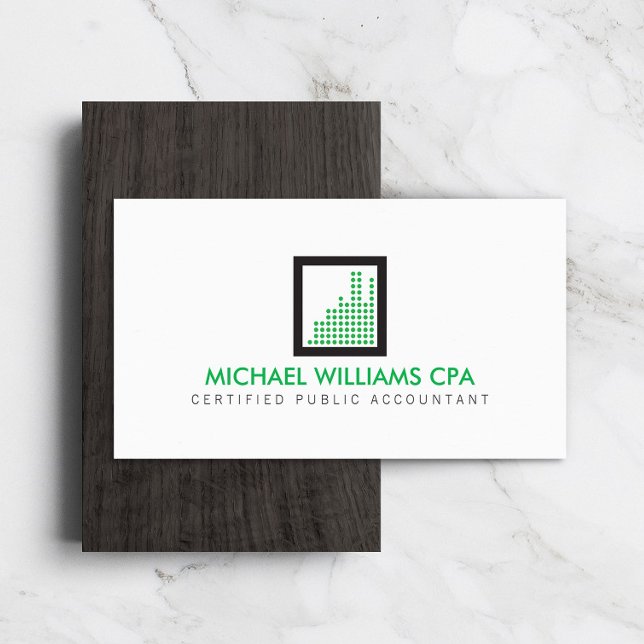 Modern Accountant, Financial Logo in Green Business Card (Creator Uploaded)