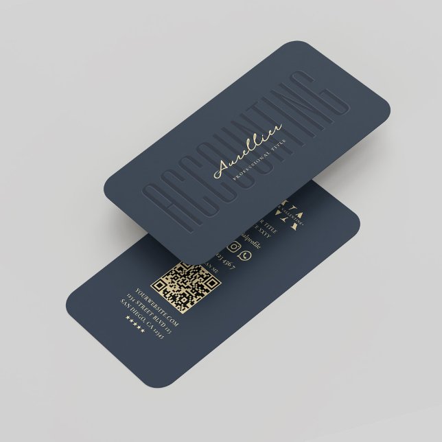Modern Accountant Professional Monogram Blue Gold Business Card (Modern Accountant Professional Monogram Blue Gold Business Card
)