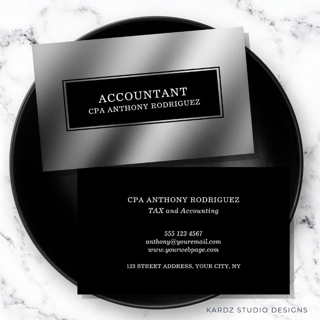 Modern Accounting Professional Business Card (Accountant business cards shown in 3.5 x 2 inch. size, more sizes and colors are available.)