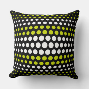 Modern Acid green & White Polka Dots Pattern Cushion