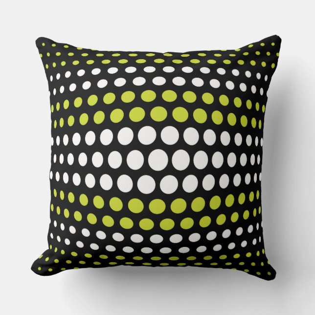 Modern Acid green & White Polka Dots Pattern Cushion (Front)
