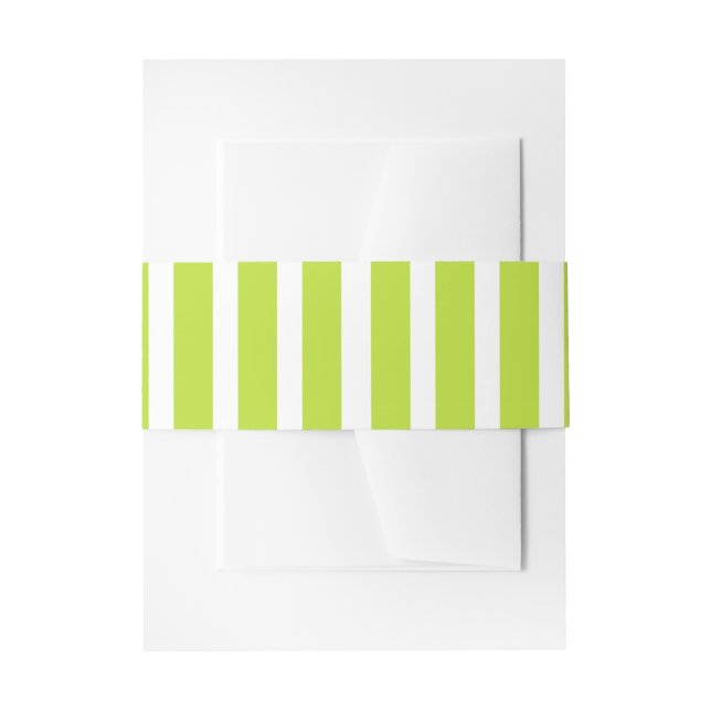 Modern Acid Lime Striped Invitation Belly Band (Front Example)