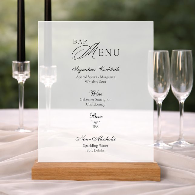 Modern Acrylic Bar Menu Wedding Sign (Creator Uploaded)