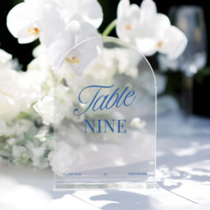 Modern Acrylic Blue Wedding Table Number