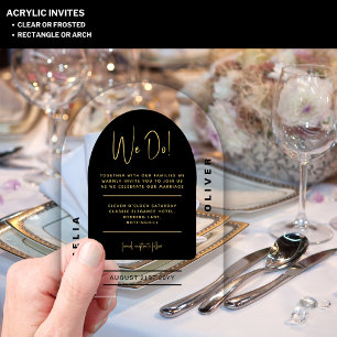 Modern Acrylic Bold Black Gold Minimalist Wedding Invitations