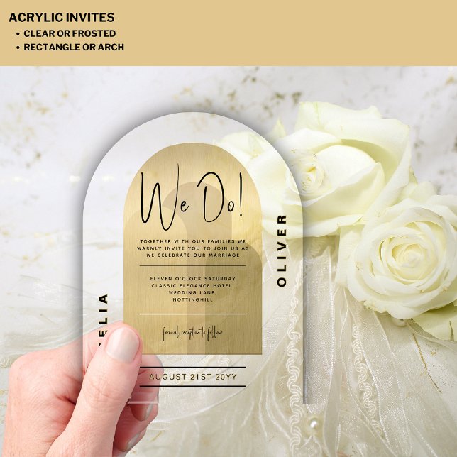 Modern Acrylic Bold Gold Minimalist Wedding Acrylic Invitations (Creator Uploaded)