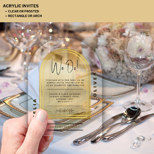 Modern Acrylic Bold Gold Minimalist Wedding Acrylic Invitations