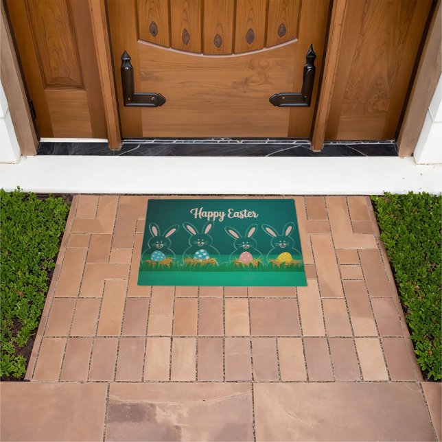Modern Acrylic Easter Bunny Decorations with Eggs Doormat (Outdoor)