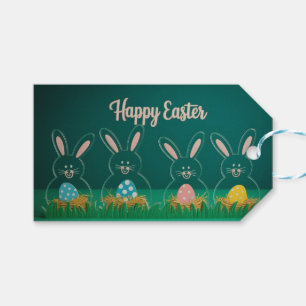 Modern Acrylic Easter Bunny Decorations with Eggs Gift Tags