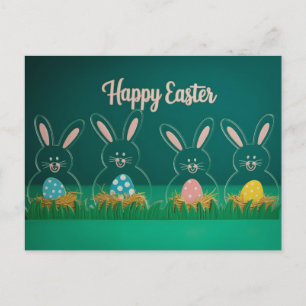 Modern Acrylic Easter Bunny Decorations with Eggs Postcard