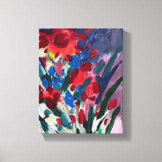 Modern acrylic painting, red flowers  canvas print
