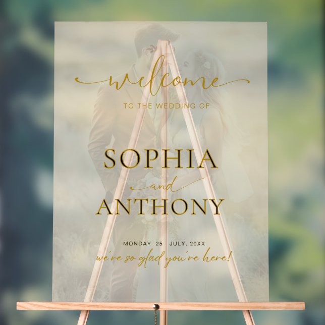 Modern Acrylic Photo Wedding Welcome Sign (Neutral)