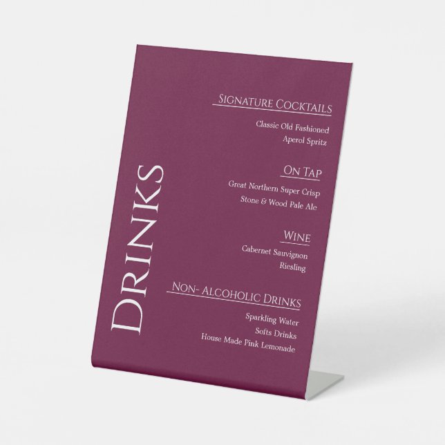 Modern Acrylic Wedding Bar Menu Sign | Editable Co (Front)