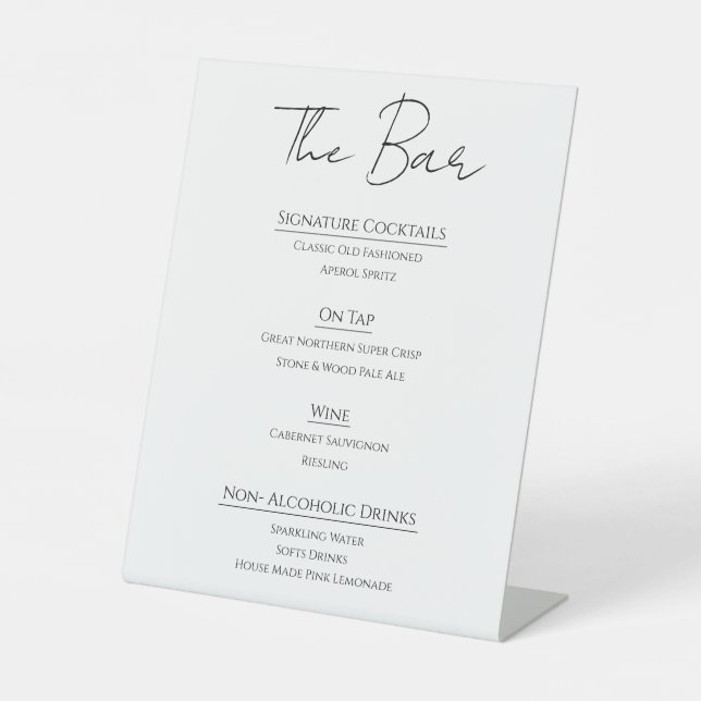 Modern Acrylic Wedding Bar Menu Sign | Editable Co (Front)