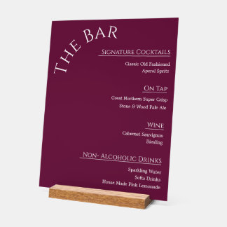 Modern Acrylic Wedding Bar Menu Sign | Editable Co