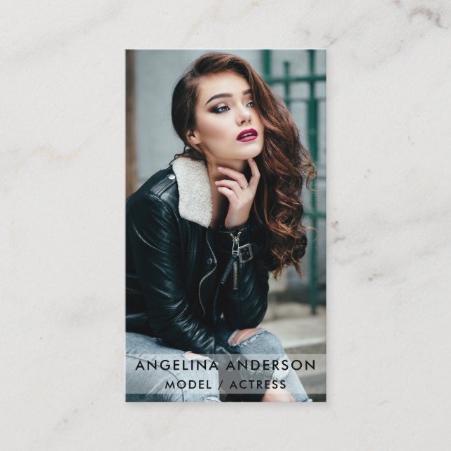 Modern Actor Model Photo Business Card (Front)