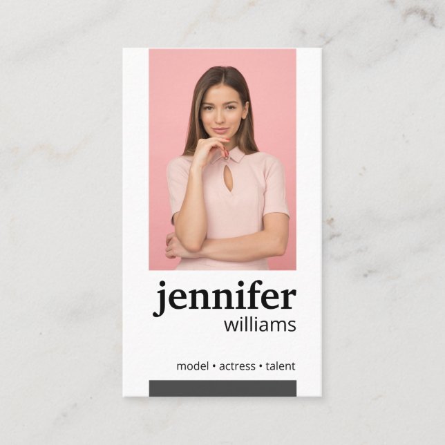 Modern Actress Model Business Card (Front)