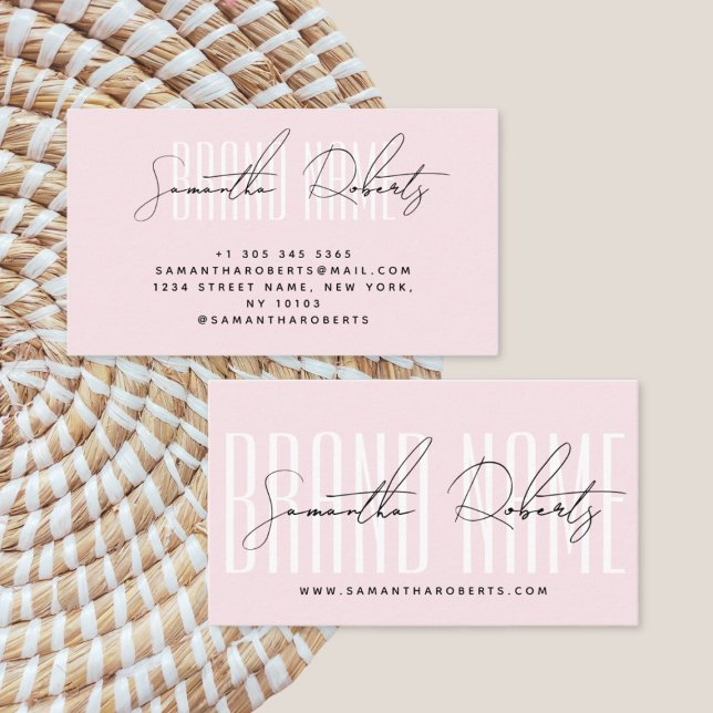 Modern add brand name elegant light pink business card (Creator Uploaded)