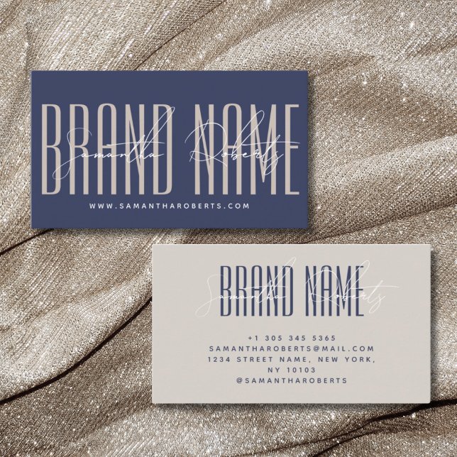 Modern add brand name elegant navy blue business card (Creator Uploaded)